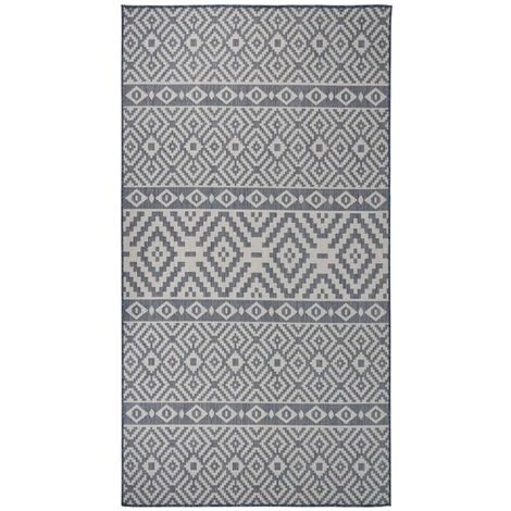 FIMEI Tapis à Tissage Plat D'extérieur 80x150 Cm Rayures Bleues 1 FIMEI Tapis à Tissage Plat D'extérieur 80x150 Cm Rayures Bleues