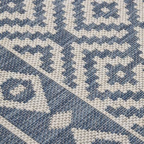 FIMEI Tapis à Tissage Plat D'extérieur 80x150 Cm Rayures Bleues 5 FIMEI Tapis à Tissage Plat D'extérieur 80x150 Cm Rayures Bleues – Image 5