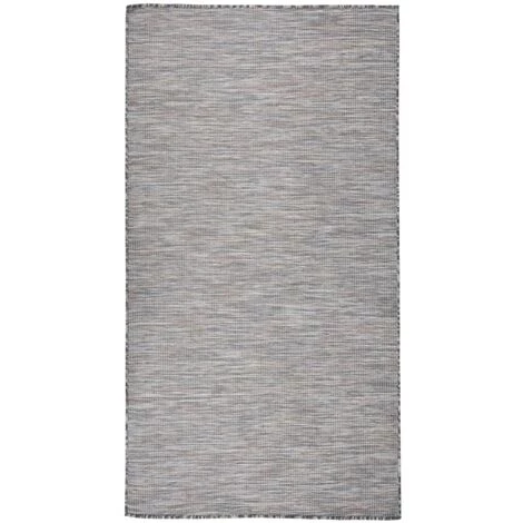 FIMEI Tapis à Tissage Plat D'extérieur 80x150 Cm Marron Et Noir 1 FIMEI Tapis à Tissage Plat D'extérieur 80x150 Cm Marron Et Noir