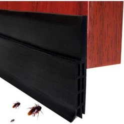 EINEMGELD Bas De Porte Adhésif 200cm X5cm Souple Silicone Isolant Phonique Thermique Bande D'étanchéité Anti Bruit Poussière Stop à L'air Froid Anti Souris Fourmi Cafard Insectes (200cmx5cm Noir)