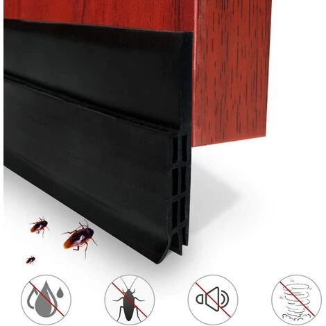 EINEMGELD Bas De Porte Adhésif 200cm X5cm Souple Silicone Isolant Phonique Thermique Bande D'étanchéité Anti Bruit Poussière Stop à L'air Froid Anti Souris Fourmi Cafard Insectes (200cmx5cm Noir) 2 EINEMGELD Bas De Porte Adhésif 200cm X5cm Souple Silicone Isolant Phonique Thermique Bande D'étanchéité Anti Bruit Poussière Stop à L'air Froid Anti Souris Fourmi Cafard Insectes (200cmx5cm Noir) – Image 2