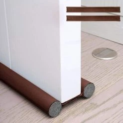 EINEMGELD 2Pcs Bas De Porte Double Isolant, Boudin De Porte Anti Froid, Boudin Porte Double Isolant, Boudin Protection Contre Courants D'air Anti Bruit, Joint De Porte Interieur Universel Etanche (Marron, 2Pcs)