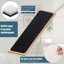 COSTWAY Lot De 15 Marchettes D'Escalier Antidérapant 20 X 76 Cm/Tapis De Protection Autocollants, Sécurité Pour Enfants, Personnes Agées Et Animaux Domestiques Avec Adhésif Réutilisable (Gris) 7 COSTWAY Lot De 15 Marchettes D'Escalier Antidérapant 20 X 76 Cm/Tapis De Protection Autocollants, Sécurité Pour Enfants, Personnes Agées Et Animaux Domestiques Avec Adhésif Réutilisable (Gris) -Tapis et paillasson Soldes 61220059 3