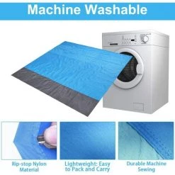 ZHUOXUAN Tapis De Plage, Couverture De Pique Nique 210 * 200cm Portable Imperméable Pliable Avec 4 Piquets Pour Plage, Camping, Pique-Nique, Voyage Ect Les Èvénements En Extérieur -Tapis et paillasson Soldes 61233707 3