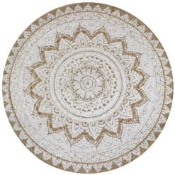 SUPERMARKET Tapis Jute Tressé Imprimé 90 Cm Rond