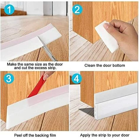 FR-LIFE Bas De Porte Adhésif, BR-Vie 100cm X5cm Souple Silicone Isolant Phonique Thermique Bande D'étanchéité Anti Bruit Poussière Stop à L'air Froid Anti Souris Fourmi Cafard Insectes (Blanc) 2 FR-LIFE Bas De Porte Adhésif, BR-Vie 100cm X5cm Souple Silicone Isolant Phonique Thermique Bande D'étanchéité Anti Bruit Poussière Stop à L'air Froid Anti Souris Fourmi Cafard Insectes (Blanc) – Image 2