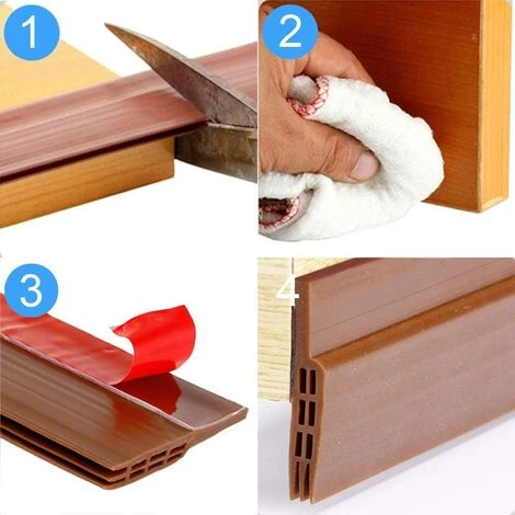 FR-LIFE BR-Vie Calfeutrer Bas De Porte, Bande D'Etanchéité En Silicone Souple, Adhésif Imperméable à L'eau Isolement Du Bruit Du Passage D'air Anti Souris Cafard Pour Les Fissures Et Les Espaces , Marron 100cm X5cm 4 FR-LIFE BR-Vie Calfeutrer Bas De Porte, Bande D'Etanchéité En Silicone Souple, Adhésif Imperméable à L'eau Isolement Du Bruit Du Passage D'air Anti Souris Cafard Pour Les Fissures Et Les Espaces , Marron 100cm X5cm – Image 4