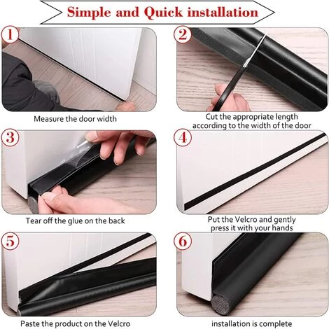 FR-LIFE BR-Vie Anti Froid Bas De Porte Unilatéral, 95cm Bas De Porte Unilatéral, Weather Stripping Door Seal Strip, Boudin De Porte Anti Froid Unilatéral, Anti Souris Cafard Imperméable à L'eau (2 Pcs,le Noir) 2 FR-LIFE BR-Vie Anti Froid Bas De Porte Unilatéral, 95cm Bas De Porte Unilatéral, Weather Stripping Door Seal Strip, Boudin De Porte Anti Froid Unilatéral, Anti Souris Cafard Imperméable à L'eau (2 Pcs,le Noir) – Image 2