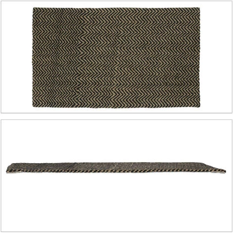 Relaxdays Paillasson En Jute, Tapis De Porte 75 X 45 Cm, Carpette En Tissu, Intérieur, Nature/noir 2 Relaxdays Paillasson En Jute, Tapis De Porte 75 X 45 Cm, Carpette En Tissu, Intérieur, Nature/noir – Image 2