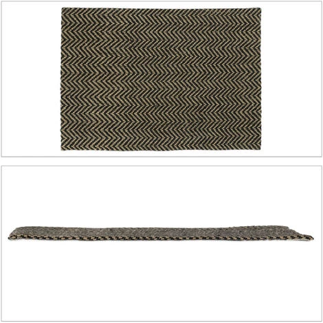 Relaxdays Paillasson En Jute, Tapis De Porte 60 X 40 Cm, Carpette En Tissu, Intérieur, Nature/noir 2 Relaxdays Paillasson En Jute, Tapis De Porte 60 X 40 Cm, Carpette En Tissu, Intérieur, Nature/noir – Image 2