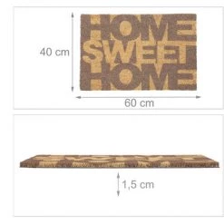 Relaxdays Paillasson Coco, Home Sweet Home, Avec Motif, Tapis D’entrée, 40 X 60 cm, Intérieur, Extérieur Naturel/marron -Tapis et paillasson Soldes 61314109 5