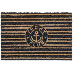Relaxdays Paillasson Coco, Design Maritime, 60 X 40 Cm, Tapis De Porte Antidérapant, Intérieur, Extérieur, Nature/bleu