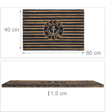 Relaxdays Paillasson Coco, Design Maritime, 60 X 40 Cm, Tapis De Porte Antidérapant, Intérieur, Extérieur, Nature/bleu 5 Relaxdays Paillasson Coco, Design Maritime, 60 X 40 Cm, Tapis De Porte Antidérapant, Intérieur, Extérieur, Nature/bleu – Image 5