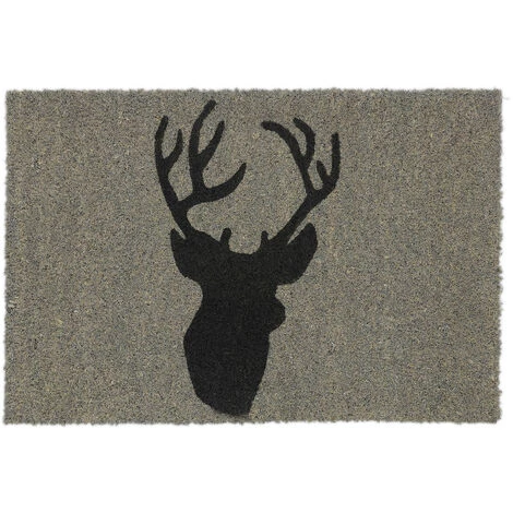 Relaxdays Paillasson Coco, Tapis D’entrée Cerf, Antidérapant, Résistant, 40 X 60 Cm, Intérieur, Extérieur, Gris/noir 1 Relaxdays Paillasson Coco, Tapis D’entrée Cerf, Antidérapant, Résistant, 40 X 60 Cm, Intérieur, Extérieur, Gris/noir