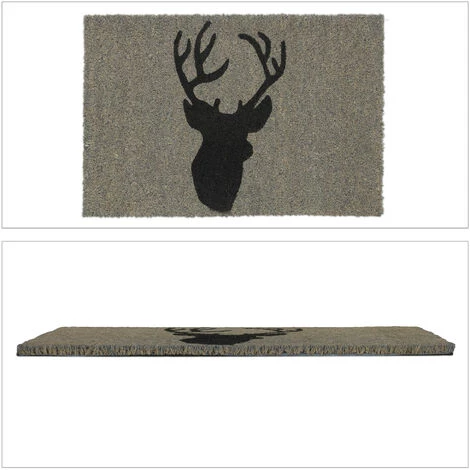 Relaxdays Paillasson Coco, Tapis D’entrée Cerf, Antidérapant, Résistant, 40 X 60 Cm, Intérieur, Extérieur, Gris/noir 2 Relaxdays Paillasson Coco, Tapis D’entrée Cerf, Antidérapant, Résistant, 40 X 60 Cm, Intérieur, Extérieur, Gris/noir – Image 2