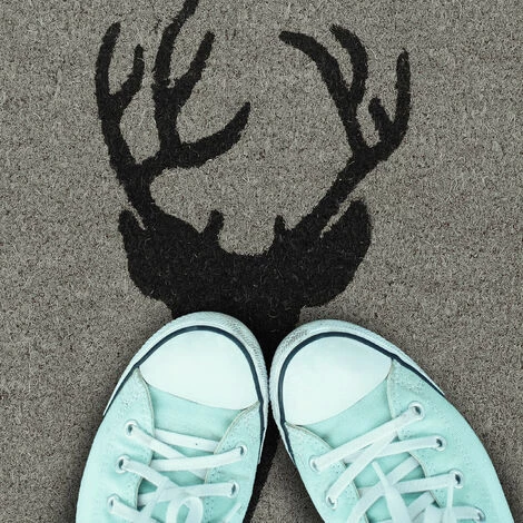 Relaxdays Paillasson Coco, Tapis D’entrée Cerf, Antidérapant, Résistant, 40 X 60 Cm, Intérieur, Extérieur, Gris/noir 4 Relaxdays Paillasson Coco, Tapis D’entrée Cerf, Antidérapant, Résistant, 40 X 60 Cm, Intérieur, Extérieur, Gris/noir – Image 4