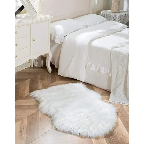 RHAFAYRE Tapis Faux En Peau De Mouton,Imitation Toison Moquette Fluffy Soft Longhair Décoratif Coussin De Chaise Canapé Natte(Blanc, 50x80cm) 1 RHAFAYRE Tapis Faux En Peau De Mouton,Imitation Toison Moquette Fluffy Soft Longhair Décoratif Coussin De Chaise Canapé Natte(Blanc, 50x80cm)