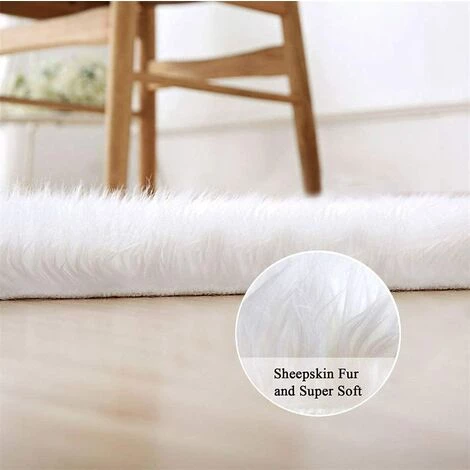 RHAFAYRE Tapis Faux En Peau De Mouton,Imitation Toison Moquette Fluffy Soft Longhair Décoratif Coussin De Chaise Canapé Natte(Blanc, 50x80cm) 2 RHAFAYRE Tapis Faux En Peau De Mouton,Imitation Toison Moquette Fluffy Soft Longhair Décoratif Coussin De Chaise Canapé Natte(Blanc, 50x80cm) – Image 2