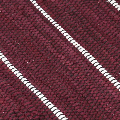 DENUOTOP Tapis Tapis Chindi Coton Tisse A La Main 80 X 160 Cm Bordeaux 2 DENUOTOP Tapis Tapis Chindi Coton Tisse A La Main 80 X 160 Cm Bordeaux – Image 2