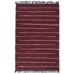 DENUOTOP Tapis Tapis Chindi Coton Tisse A La Main 80 X 160 Cm Bordeaux 9 DENUOTOP Tapis Tapis Chindi Coton Tisse A La Main 80 X 160 Cm Bordeaux -Tapis et paillasson Soldes 61364519 5