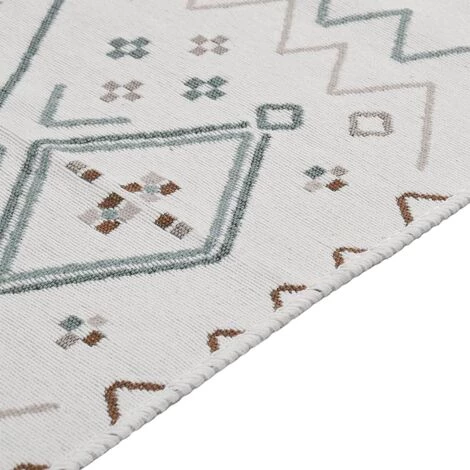 FIMEI Tapis Beige Et Bleu 80x150 Cm Coton 2 FIMEI Tapis Beige Et Bleu 80x150 Cm Coton – Image 2