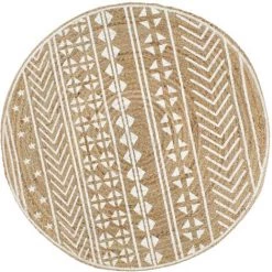 FIMEI Tapis Fait à La Main Jute Avec Imprimé Blanc 90 Cm