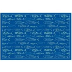 MATTEO Tapis En Vinyle Motifs Poissons 60 X 40 Cm Bleu - Bleu