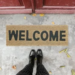 Relaxdays Paillasson Coco, Inscription Welcome, Tapis D’entrée, Intérieur Extérieur, Antidérapant, 75x25 cm, Nature/noir -Tapis et paillasson Soldes 62279307 3
