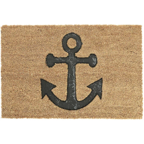 Relaxdays Paillasson En Fibres De Coco, Motif Ancre, Antidérapant, Pour Intérieur Et Extérieur, 60 X 40 cm, Nature/noir 1 Relaxdays Paillasson En Fibres De Coco, Motif Ancre, Antidérapant, Pour Intérieur Et Extérieur, 60 X 40 cm, Nature/noir