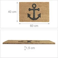 Relaxdays Paillasson En Fibres De Coco, Motif Ancre, Antidérapant, Pour Intérieur Et Extérieur, 60 X 40 cm, Nature/noir 9 Relaxdays Paillasson En Fibres De Coco, Motif Ancre, Antidérapant, Pour Intérieur Et Extérieur, 60 X 40 cm, Nature/noir -Tapis et paillasson Soldes 62279395 5