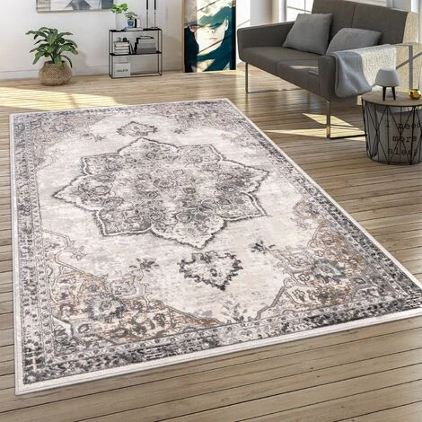 Paco Home Tapis De Salon Poils Ras Moderne Motif Oriental Ornements Avec Bordure Mandala 60x100 Cm, Gris 7 1 Paco Home Tapis De Salon Poils Ras Moderne Motif Oriental Ornements Avec Bordure Mandala 60x100 Cm, Gris 7