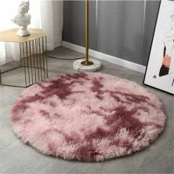 CLEGGFR Tapis Moderne Chambre Décoration Tapis Moelleux Tapis Moelleux Salon Tapis Rond Doux Salon Tapis Antidérapant Chambre Tapis De Sol, Tapis Coloré. (Rose, 120x120cm),LO-Ron