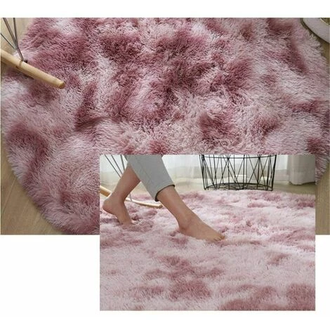 CLEGGFR Tapis Moderne Chambre Décoration Tapis Moelleux Tapis Moelleux Salon Tapis Rond Doux Salon Tapis Antidérapant Chambre Tapis De Sol, Tapis Coloré. (Rose, 120x120cm),LO-Ron 2 CLEGGFR Tapis Moderne Chambre Décoration Tapis Moelleux Tapis Moelleux Salon Tapis Rond Doux Salon Tapis Antidérapant Chambre Tapis De Sol, Tapis Coloré. (Rose, 120x120cm),LO-Ron – Image 2