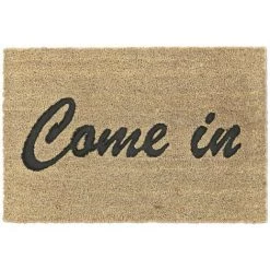 Relaxdays Paillasson En Fibres De Coco, Inscription Come In, Résistant Aux Intempéries, 40 X 60 cm, Nature/noir