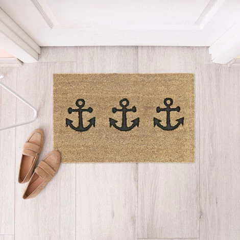 Relaxdays Paillasson En Fibres De Coco, 3 Ancres, Antidérapant, 60 X 40 Cm, Pour L'intérieur Et L'extérieur, Nature/noir 3 Relaxdays Paillasson En Fibres De Coco, 3 Ancres, Antidérapant, 60 X 40 Cm, Pour L'intérieur Et L'extérieur, Nature/noir – Image 3