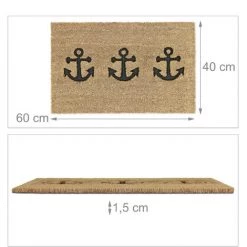 Relaxdays Paillasson En Fibres De Coco, 3 Ancres, Antidérapant, 60 X 40 Cm, Pour L'intérieur Et L'extérieur, Nature/noir 9 Relaxdays Paillasson En Fibres De Coco, 3 Ancres, Antidérapant, 60 X 40 Cm, Pour L'intérieur Et L'extérieur, Nature/noir -Tapis et paillasson Soldes 63553760 5