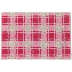 Relaxdays Paillasson En Fibres De Coco, Carreaux Roses, Rouges Et Natures, 40 X 60 Cm, Intérieur Et Extérieur, Coloré