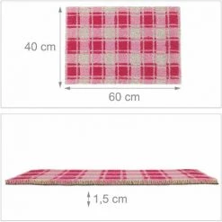 Relaxdays Paillasson En Fibres De Coco, Carreaux Roses, Rouges Et Natures, 40 X 60 Cm, Intérieur Et Extérieur, Coloré -Tapis et paillasson Soldes 63553820 5