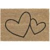 Relaxdays Paillasson En Fibres De Coco, 2 Cœurs, Résistant Aux Intempéries, 60x40 Cm, Intérieur & Extérieur, Nature/noir