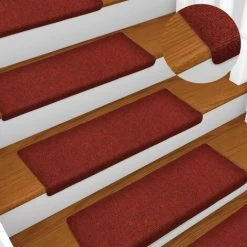 SUPERMARKET Tapis De Marches D'escalier 10 Pcs Bordeaux 65x25 Cm Aiguilleté