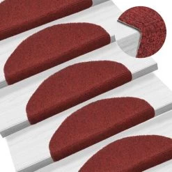 SUPERMARKET Tapis Autoadhésifs De Marches 5 Pcs Rouge 65x21x4 Cm Aiguilleté