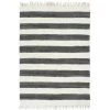 DENUOTOP Tapis Tapis Chindi Tisse A La Main Coton 120x170cm Anthracite / Blanc