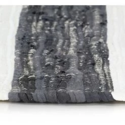 DENUOTOP Tapis Tapis Chindi Tisse A La Main Coton 120x170cm Anthracite / Blanc 8 DENUOTOP Tapis Tapis Chindi Tisse A La Main Coton 120x170cm Anthracite / Blanc -Tapis et paillasson Soldes 63700964 4