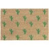 Relaxdays Paillasson Coco, Tapis D’entrée Motif Cactus, Antidérapant, Intérieur & Extérieur, 40x60 cm, Naturel/vert