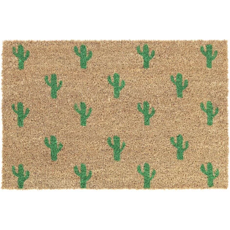 Relaxdays Paillasson Coco, Tapis D’entrée Motif Cactus, Antidérapant, Intérieur & Extérieur, 40x60 cm, Naturel/vert 1 Relaxdays Paillasson Coco, Tapis D’entrée Motif Cactus, Antidérapant, Intérieur & Extérieur, 40x60 cm, Naturel/vert