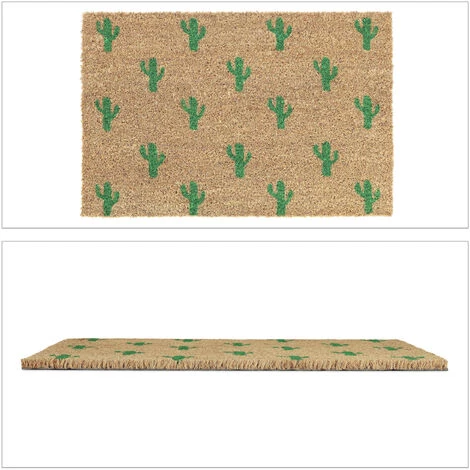 Relaxdays Paillasson Coco, Tapis D’entrée Motif Cactus, Antidérapant, Intérieur & Extérieur, 40x60 cm, Naturel/vert 2 Relaxdays Paillasson Coco, Tapis D’entrée Motif Cactus, Antidérapant, Intérieur & Extérieur, 40x60 cm, Naturel/vert – Image 2