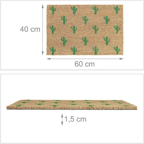 Relaxdays Paillasson Coco, Tapis D’entrée Motif Cactus, Antidérapant, Intérieur & Extérieur, 40x60 cm, Naturel/vert 5 Relaxdays Paillasson Coco, Tapis D’entrée Motif Cactus, Antidérapant, Intérieur & Extérieur, 40x60 cm, Naturel/vert – Image 5