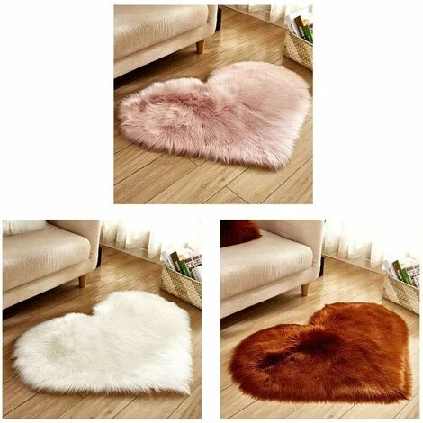 Coussin De Canapé En Forme De Coeur Blanc Imitation Laine Amour Tapis En Peluche Adapté Au Salon, à La Chambre Et à D'autres Intérieurs 40*50cm,HANBING 4 Coussin De Canapé En Forme De Coeur Blanc Imitation Laine Amour Tapis En Peluche Adapté Au Salon, à La Chambre Et à D'autres Intérieurs 40*50cm,HANBING – Image 4