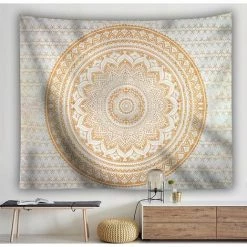 GroupM 200 * 150 Tapisserie De Flanelle De Mandala D'or Style Ethnique Tapisserie Murale Décorative De Mandala