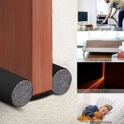 BENOBBY KIDS Bas De Porte Double Isolation, Fond Joint De Porte, Boudin De Porte Détachable, Calfeutrer Bas De Porte， Isolation Phonique Coupe-vent Et Imperméable Avec Insectes, (96 Cm) -Tapis et paillasson Soldes 63940593 5